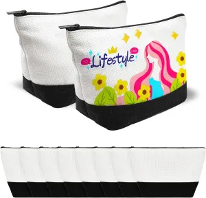 10 Pack 9"x 5.5" Sublimation Blanks Cosmetic Bags,Pencil Bag, Bulk Multi-Purpose DIY Heat Transfer Makeup Bags with Zipper for DIY Crafts Travel and Toiletry Bag(White)