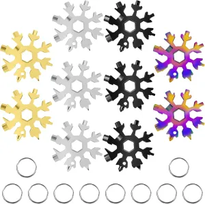 10 Packs Snowflake Multi Tool, 18 in 1 Wrench/Bottle Opener/Screwdriver Kit, Stainless Steel Portable Star Tool for Men Christmas Great Gifts
