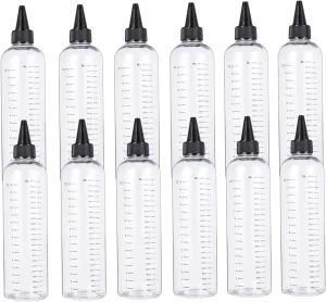 12Pcs Transparent Squeeze Bottles with Needle Nose Tips for Hair Perm Liquid Shampoo and Essential Oils Durable Leak Design for Home and Travel Use