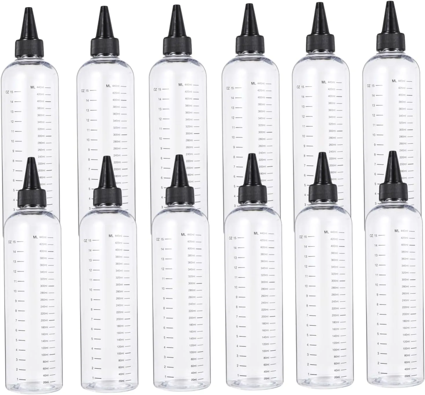 12Pcs Transparent Squeeze Bottles with Needle Nose Tips for Hair Perm Liquid Shampoo and Essential Oils Durable Leak Design for Home and Travel Use