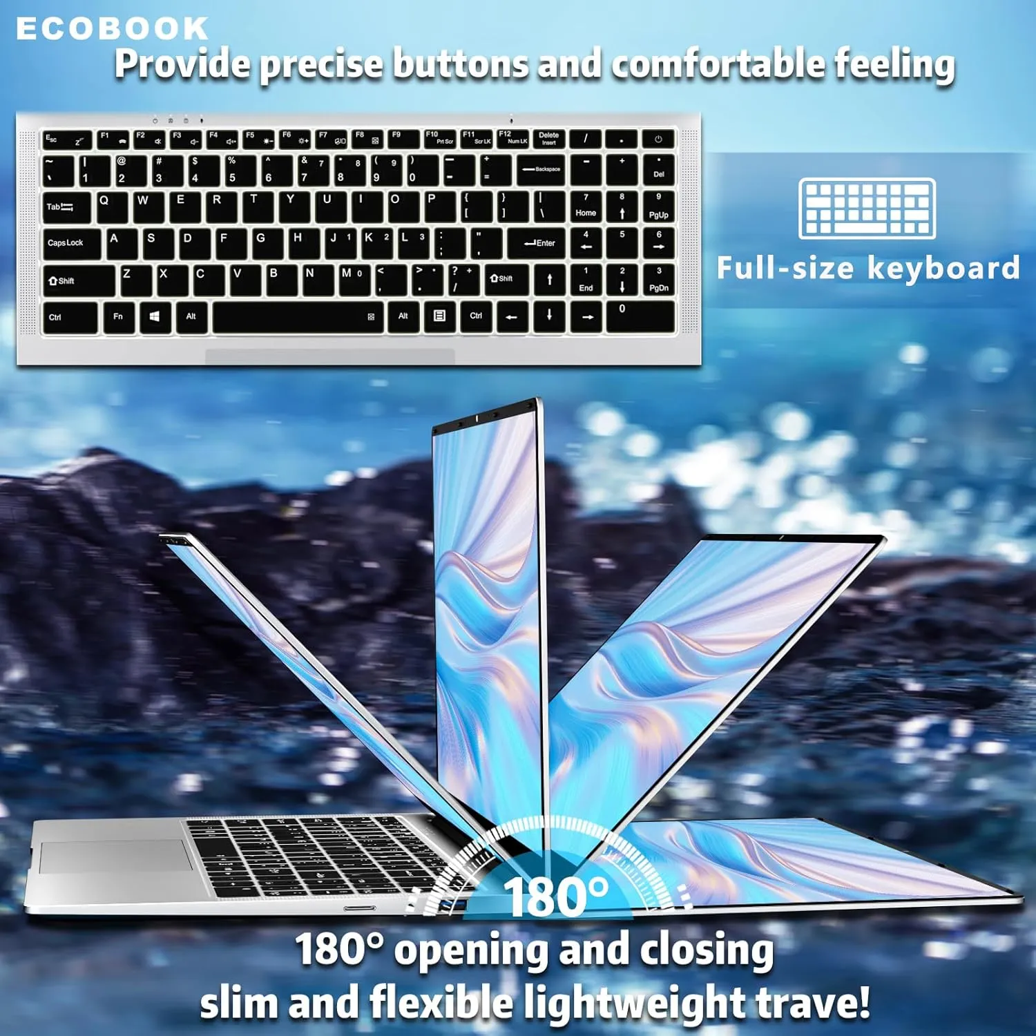 15.6 inch Laptops, 8gb RAM Laptop Computer with 256GB SSD, Traditional Laptops N4000, Netbook Computers Full HD 1920X1080 Display WiFi5 Mini-HDMI 180 Angle Opening lap top For Student Business Work