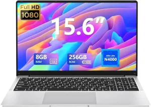 15.6 inch Laptops, 8gb RAM Laptop Computer with 256GB SSD, Traditional Laptops N4000, Netbook Computers Full HD 1920X1080 Display WiFi5 Mini-HDMI 180 Angle Opening lap top For Student Business Work
