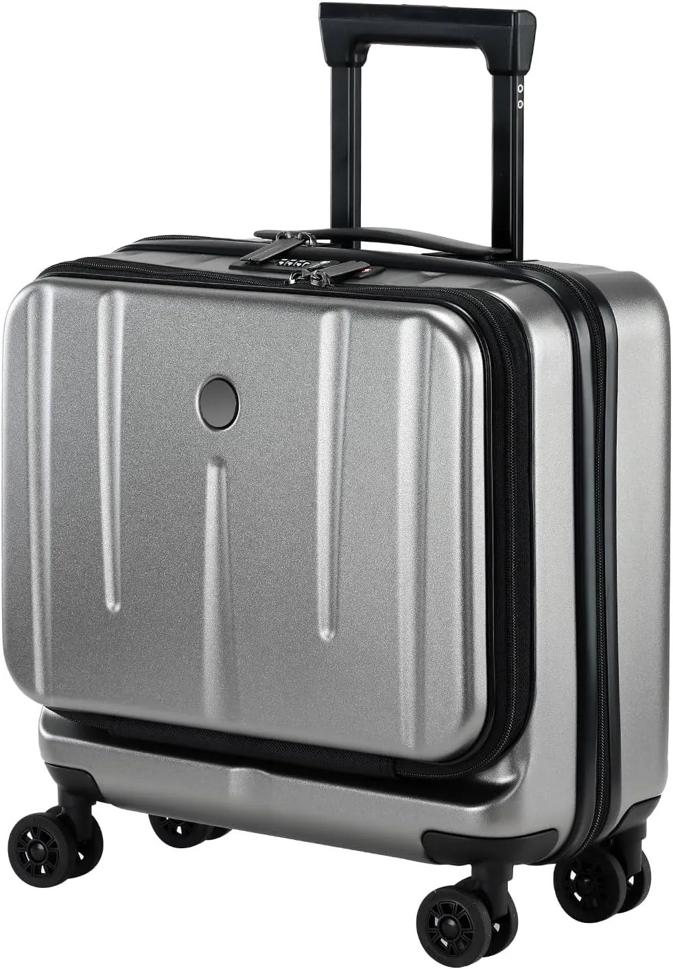 16 Inch Carry On Luggage with 2 Compartments for 14” & 15” Laptop, 16.14*8*17.12” Rolling Briefcase, Lightweight Hardshell ABS PC Suitcase with Spinner Silent Wheels, for Business Trip, Dark Gray