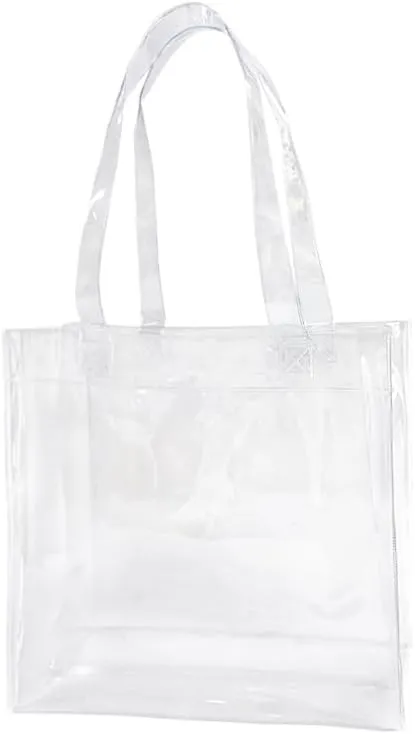 1pcs Waterproof Large Transparent Pvc Shopping Clear Tote Bag with Handles Clear Tote Bags for Work Beach，Sports