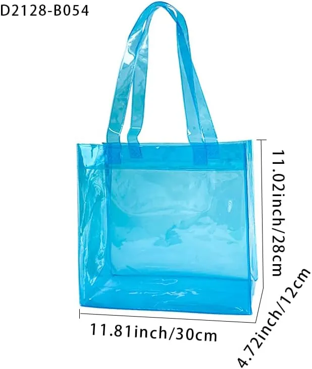 1pcs Waterproof Large Transparent Pvc Shopping Clear Tote Bag with Handles Clear Tote Bags for Work Beach，Sports