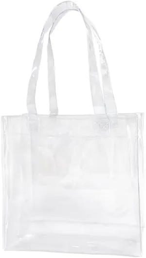 1pcs Waterproof Large Transparent Pvc Shopping Clear Tote Bag with Handles Clear Tote Bags for Work Beach，Sports