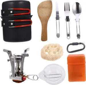 1set Portable Camping Cookware Ultra-Light Person Picnic Cookware Kit for Outdoor Hiking and Climbing Activities