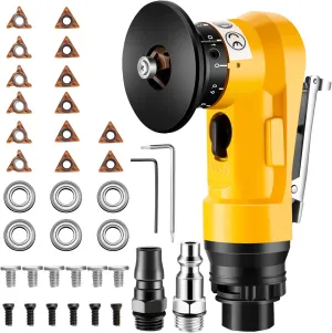 2 in 1 Pneumatic Chamfering Tool- Mini Air Chamfer Tool with Multi-Angle Chamfering Kit,45 Arc Corner Deburring Beveling Chamfer Machine for Metal, Acrylic,Woodworking (Yellow)