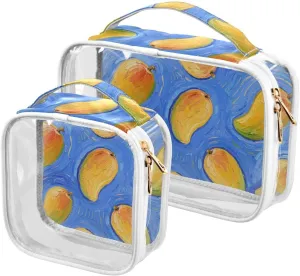 2 Pack clear Art Painting Blue Fruit fruit travel toiletry bags TSA approved water-resistant makeup organizer bag Men’s shaving kit