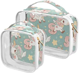 2 Pack clear Dreamy Unicorns mens toiletry bag TSA approved waterproof makeup travel bag travel essential