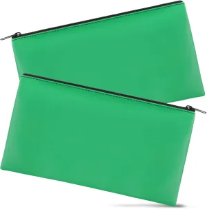 2 Pieces Money Bags With Zipper , 11x6.1 inch Money Pouch, Bank Bag, Cash Bag , Check Wallet, Cosmetics(Green)