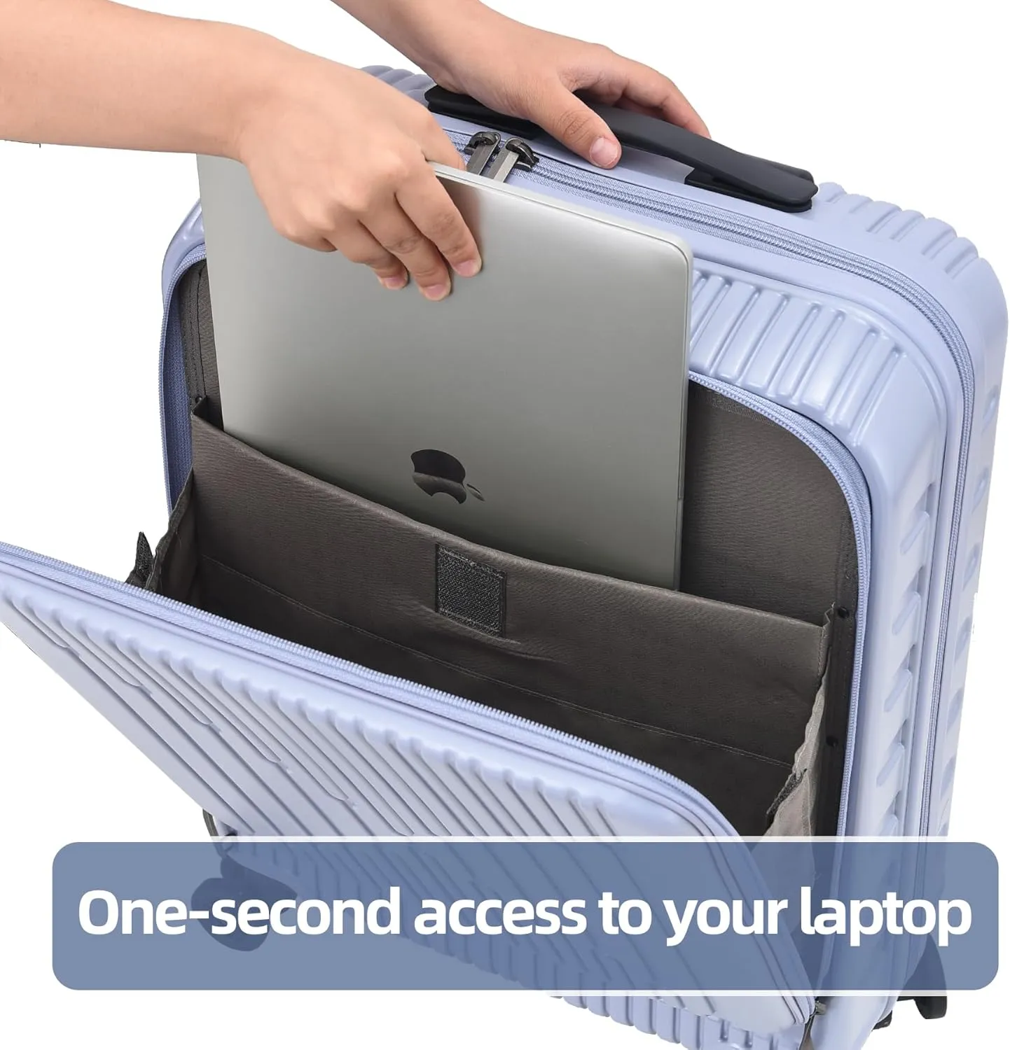 20 Inch Carry On Suitcase with Front Pocket for 15.6" Laptop, 40 * 20 * 55cm, 37L, Ligthweight ABS PC Hardshell Cabin Luggage, Lilac Purple