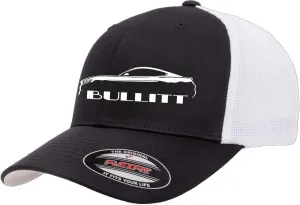 2019 2020 Bullitt Ford Mustang Outline Design Flexfit Trucker Mesh Fitted Cap