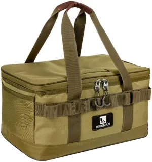 20L Tool Tote Bag Collapsible Tactical Bags for Outdoor Garden Tool Bag Camping Travel Picnic Garage Trunk Organizer, Multifunctional Waterproof Picnic Basket, Tent Stakes Organizer (Khaki)