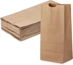 20lb Kraft Paper Bags - Extra Large (10 x 5.5 x 16.5 inch) Paper Bags - Brown Paper Lunch Sandwich Bags for Bake Sales, Grocery, Retail, Candy, Farmers Market and Takeout (25)