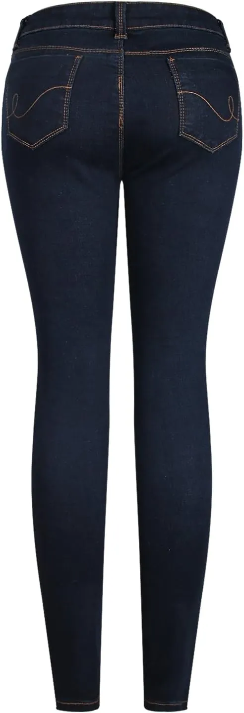 2LUV Women's Stretchy 5 Pocket Dark Denim Skinny JeansÂ