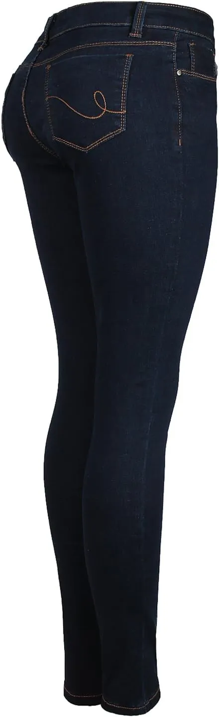 2LUV Women's Stretchy 5 Pocket Dark Denim Skinny JeansÂ