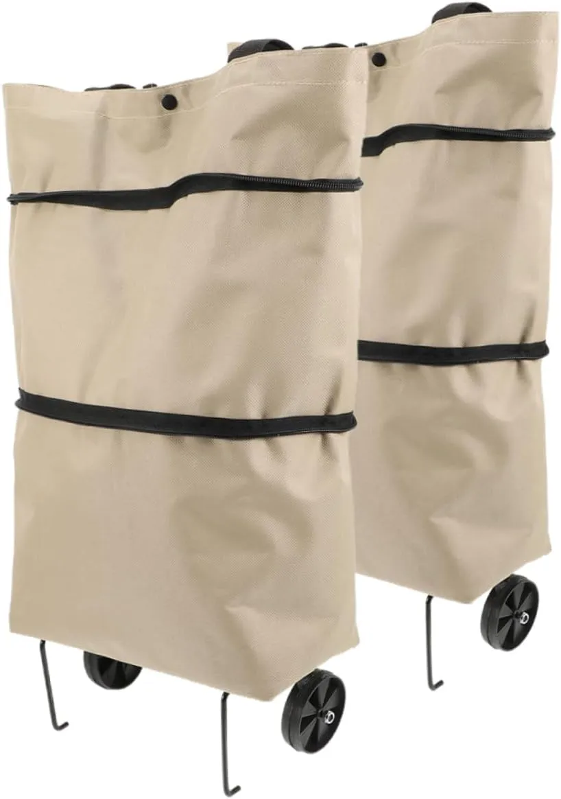 2pcs Foldable Grocery Trolley Bags with Wheels Reusable Outdoor Shopping Pouch for Easy Transport Collapsible Shopping Cart Bags for Groceries Books and Laundry
