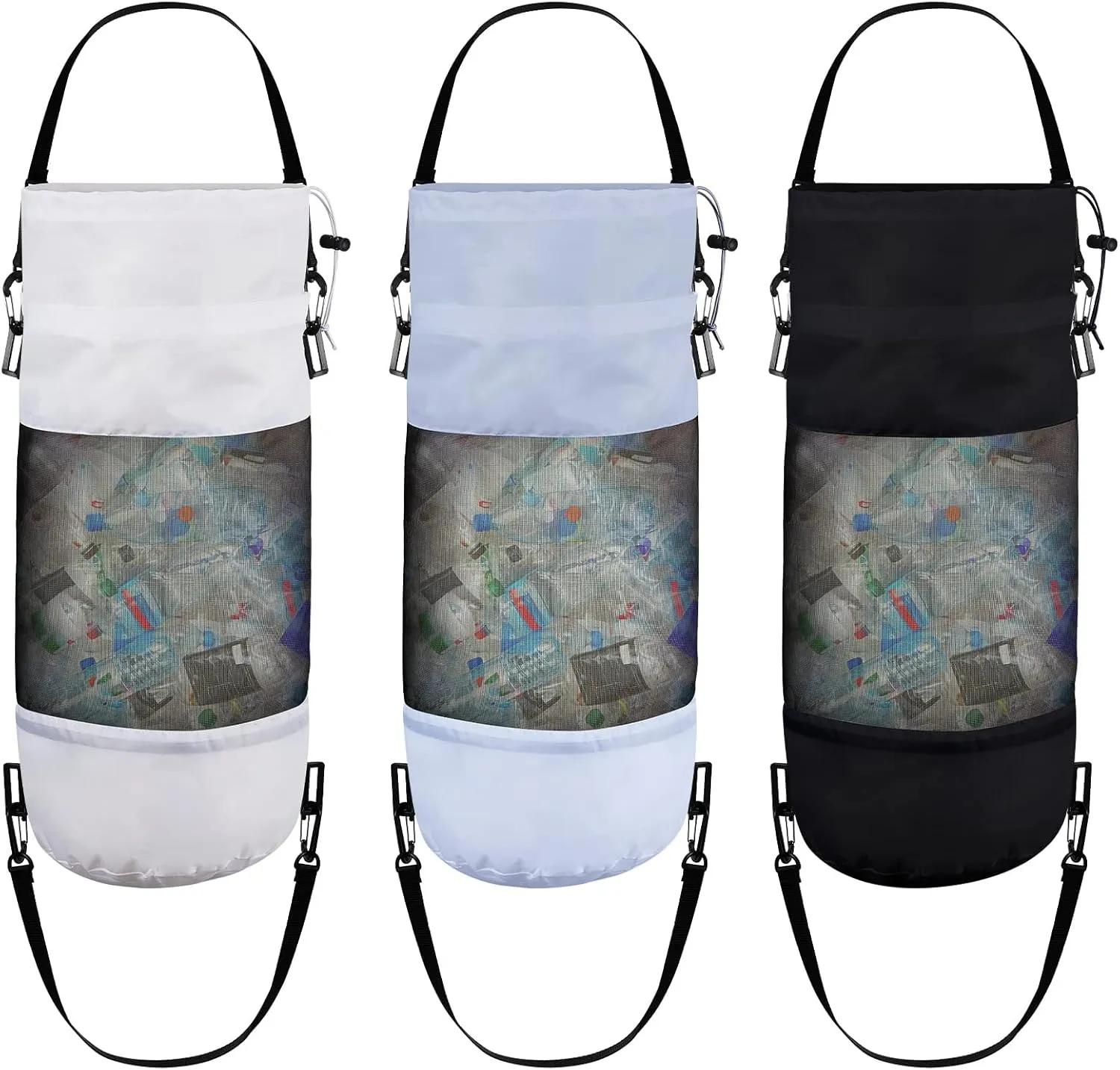 3 Pack Boat Trash Bags Portable Trash Can Accessories Mesh Garbage Container for Boat Kayak Camper Men Women Adults