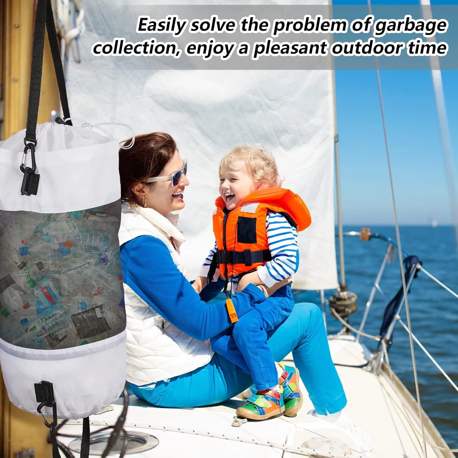 3 Pack Boat Trash Bags Portable Trash Can Accessories Mesh Garbage Container for Boat Kayak Camper Men Women Adults