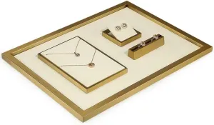 4/6-Piece Jewelry Display Set, Metal Rack with Velvet Lining for Necklaces, Bracelets, Earrings, Watches – Ideal for Trade Shows & Malls(4 pieces set)