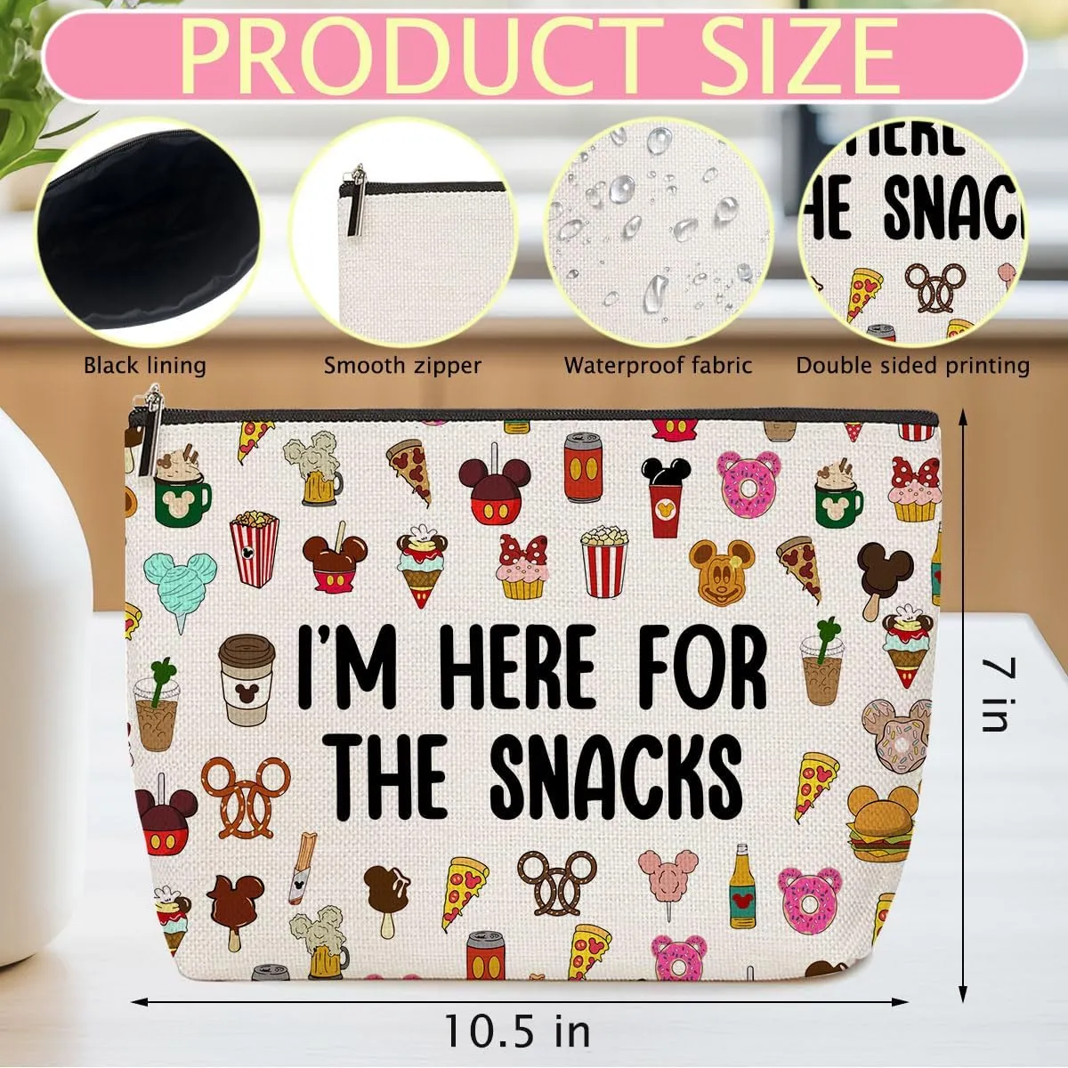 4PCS Cute Cartoon Print Makeup Bag Magic Cartoon Mouse Cosmetic Bag Cute Mouse Animal Lovers Gifts for Women Female Her Daughter Cousin Best Friend Bestie BFF Mothers Nurse Day Graduation Birthday