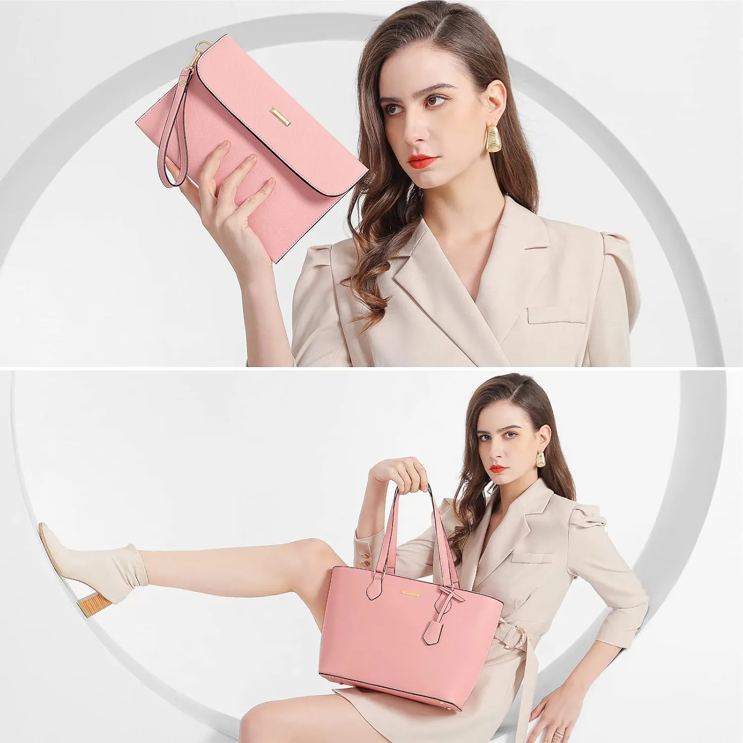 4PCS Women Fashion Handbags Purses Wallet Shoulder Bags Casual Tote Bag Crossbody Bags, Handbag Set Gift for Ladies Girls