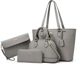4PCS Women Fashion Handbags Purses Wallet Shoulder Bags Casual Tote Bag Crossbody Bags, Handbag Set Gift for Ladies Girls