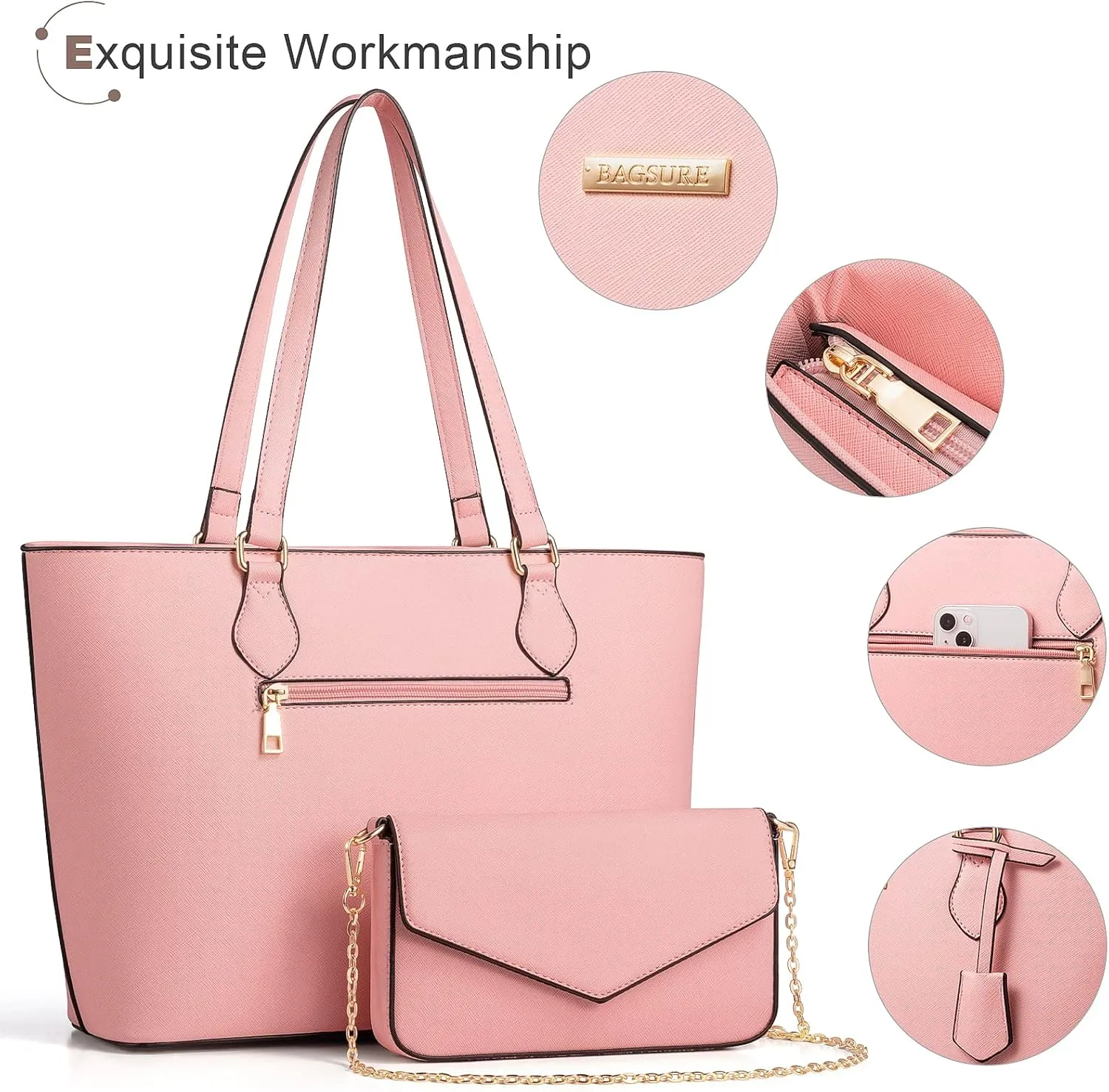 4PCS Women Fashion Handbags Purses Wallet Shoulder Bags Casual Tote Bag Crossbody Bags, Handbag Set Gift for Ladies Girls