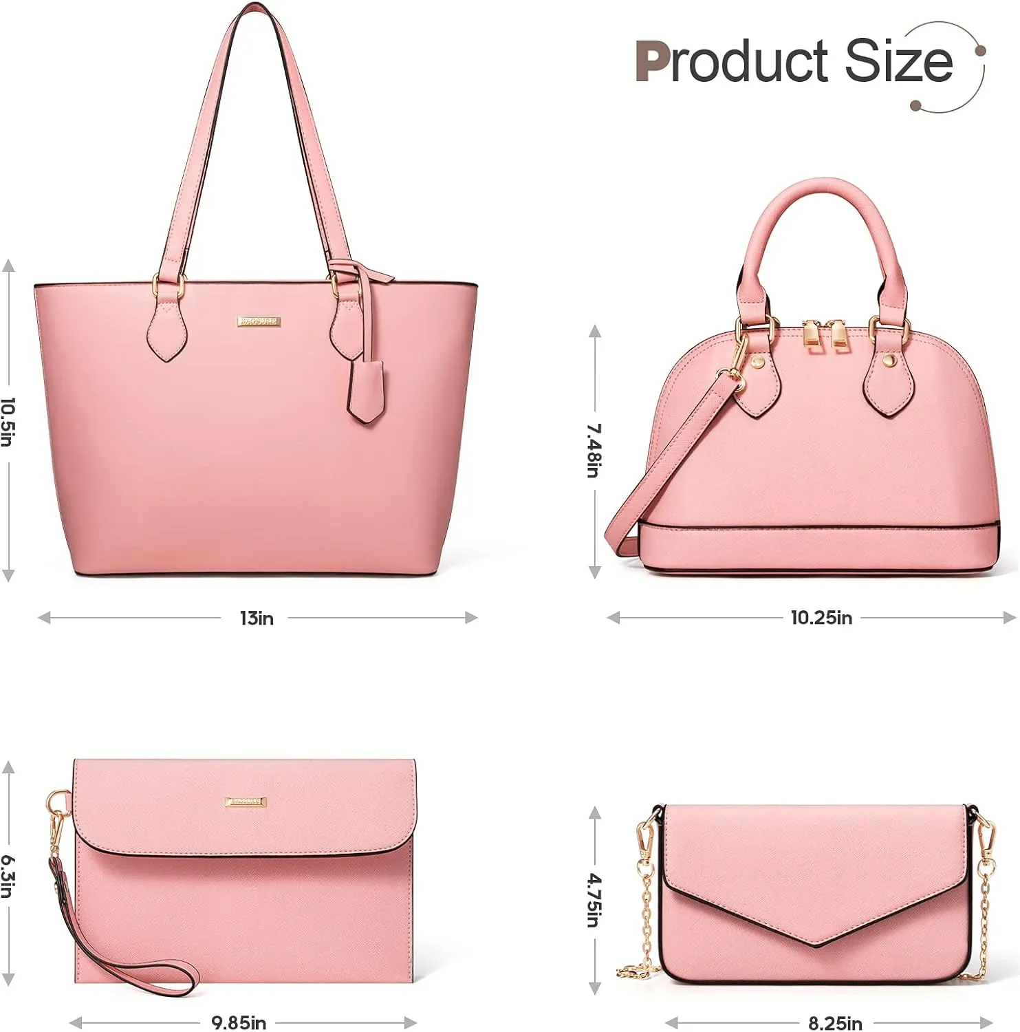 4PCS Women Fashion Handbags Purses Wallet Shoulder Bags Casual Tote Bag Crossbody Bags, Handbag Set Gift for Ladies Girls