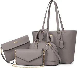 4PCS Women Fashion Handbags Purses Wallet Tote Shoulder Bags Casual Crossbody Bags, Best Valentine's Day Gift for Ladies Girls, Satchel Purse Set 4pcs