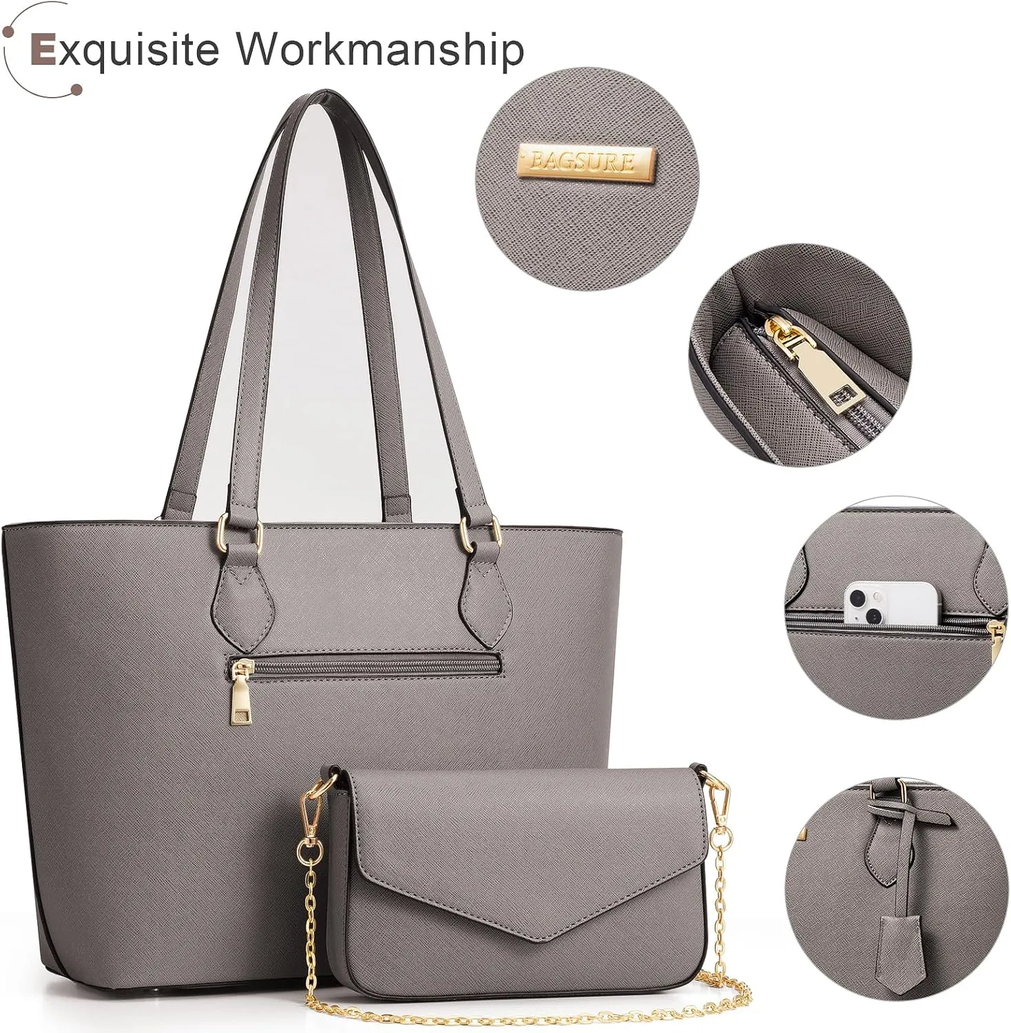 4PCS Women Fashion Handbags Purses Wallet Tote Shoulder Bags Casual Crossbody Bags, Best Valentine's Day Gift for Ladies Girls, Satchel Purse Set 4pcs