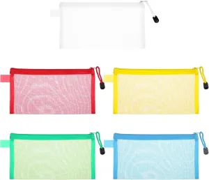 5 Pack Zipper Mesh Pouch, Multipurpose Nylon Cosmetic Bag, Portable Zipper Pouch Pencil Case, Toiletry Bag Organizing Pouches for Travel, for Daily or Travel to Keep Small Items, 5 Colors