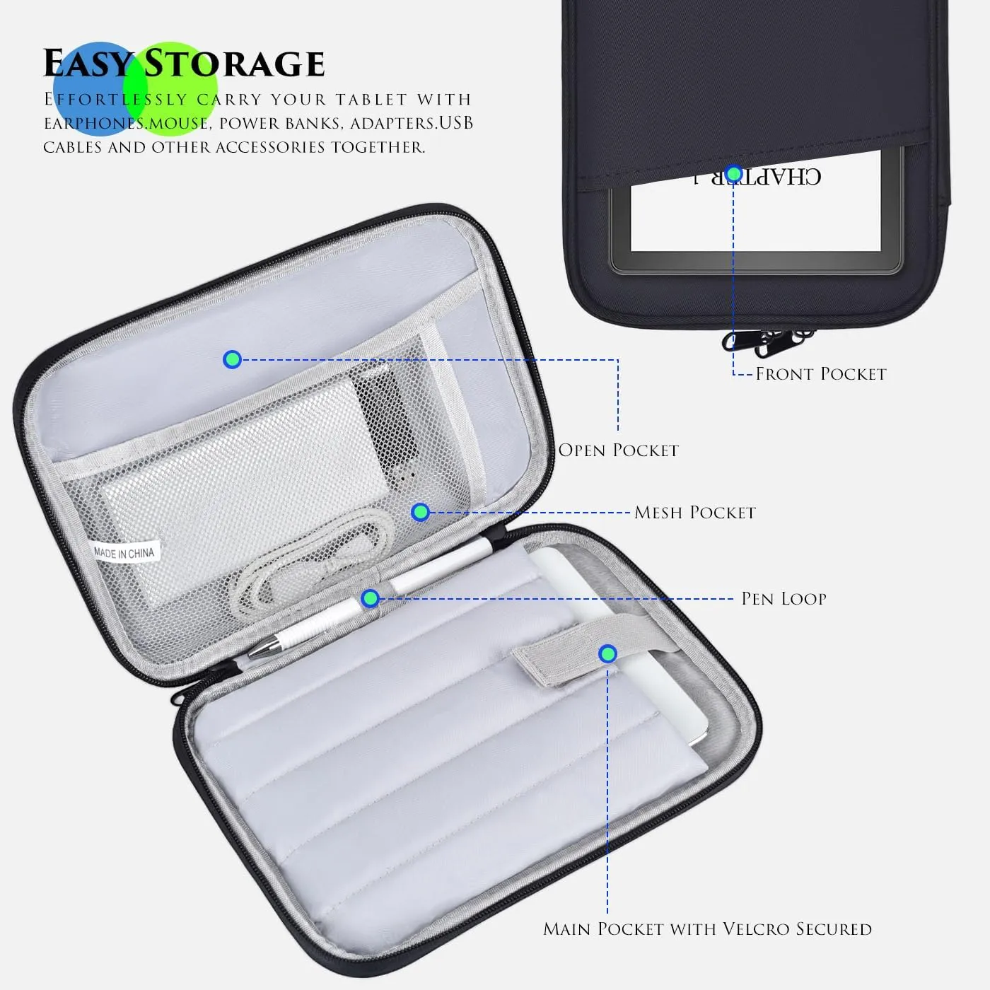 6-7 Inch E-Reader Tablet Carrying Sleeve for 7" Amazon Fire 7/Kindle Oasis,6.8" Kindle Paperwhite 11th 2021, 6" Kindle Paperwhite/Kindle 2022, Kobo Clara 2E/Libra 2 eReader Protective Bag Case(Black)