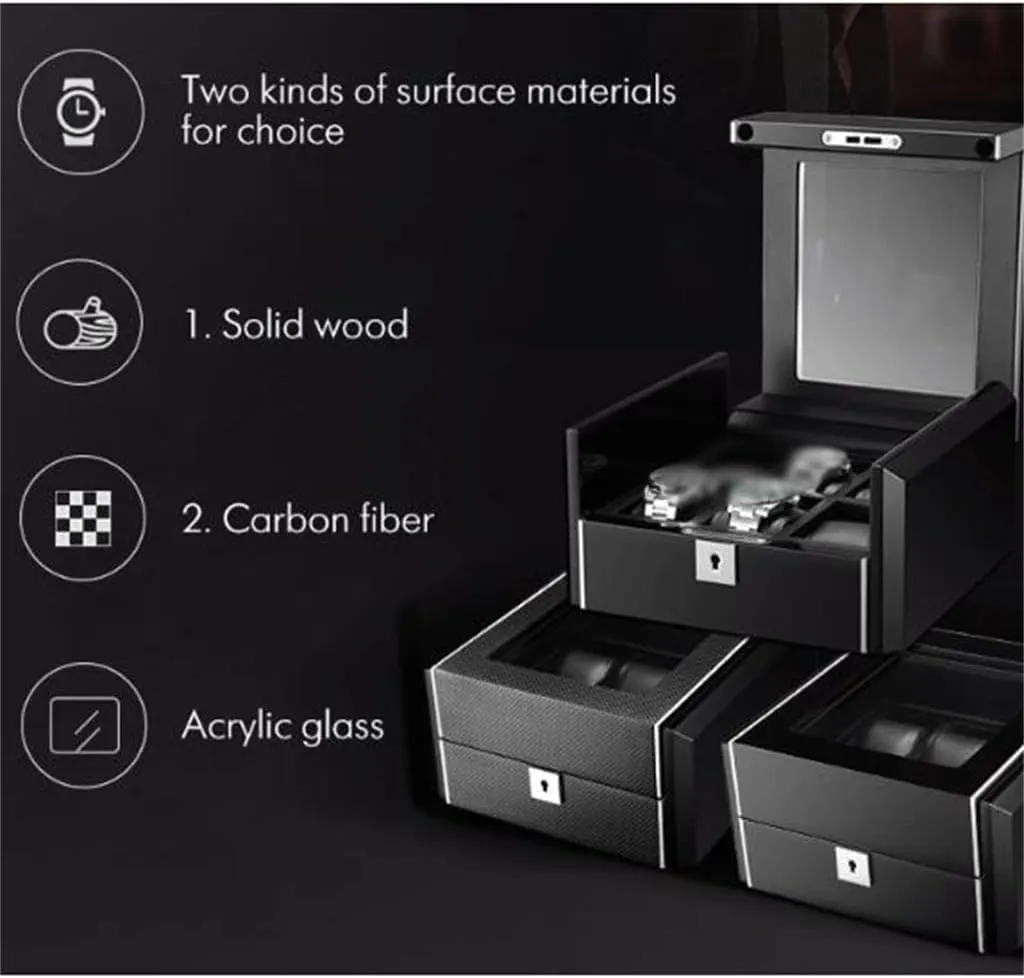 6 Slots Gift Boxes Glass Lid PU Leather Velvet Lining Metal Black Jewellery (A 22*21*11 (CM))