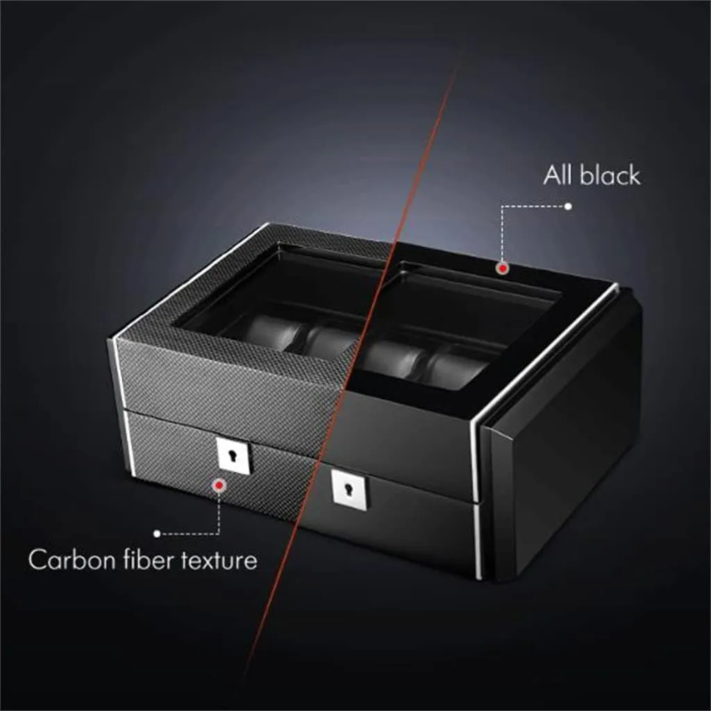 6 Slots Gift Boxes Glass Lid PU Leather Velvet Lining Metal Black Jewellery (A 22*21*11 (CM))