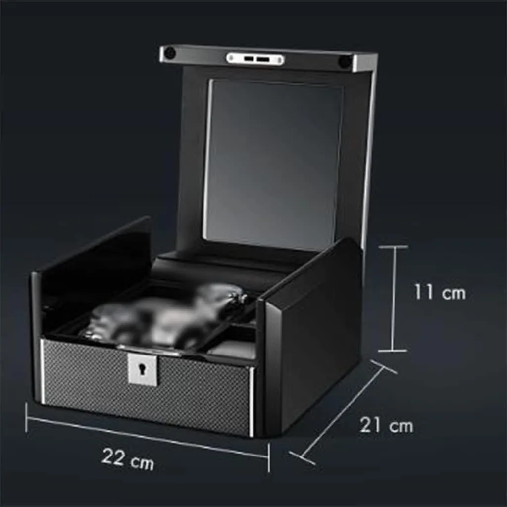 6 Slots Gift Boxes Glass Lid PU Leather Velvet Lining Metal Black Jewellery (A 22*21*11 (CM))