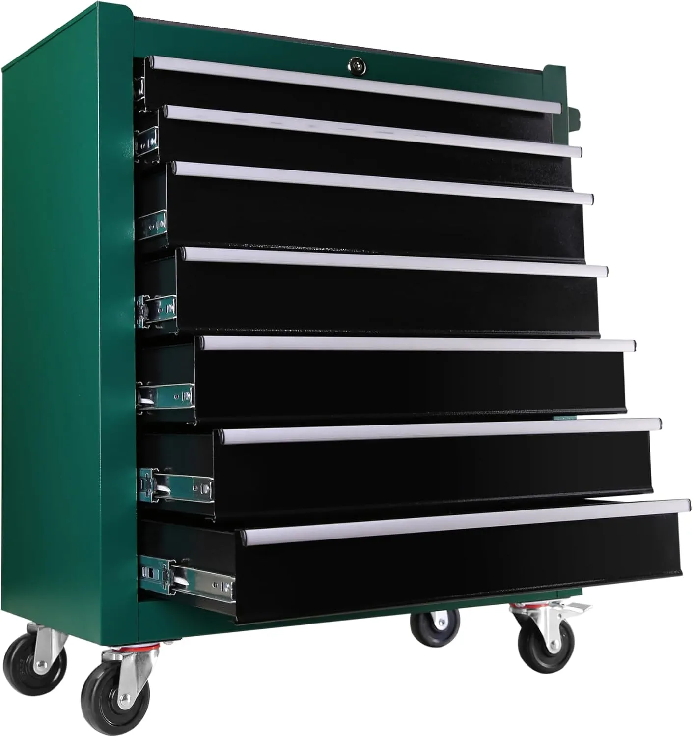 7-Drawer Tool Chest Organizer & Storage Cart, Multifunctional Tool Cabinet for Garage, Warehouse, Repair Shop (Black Green)