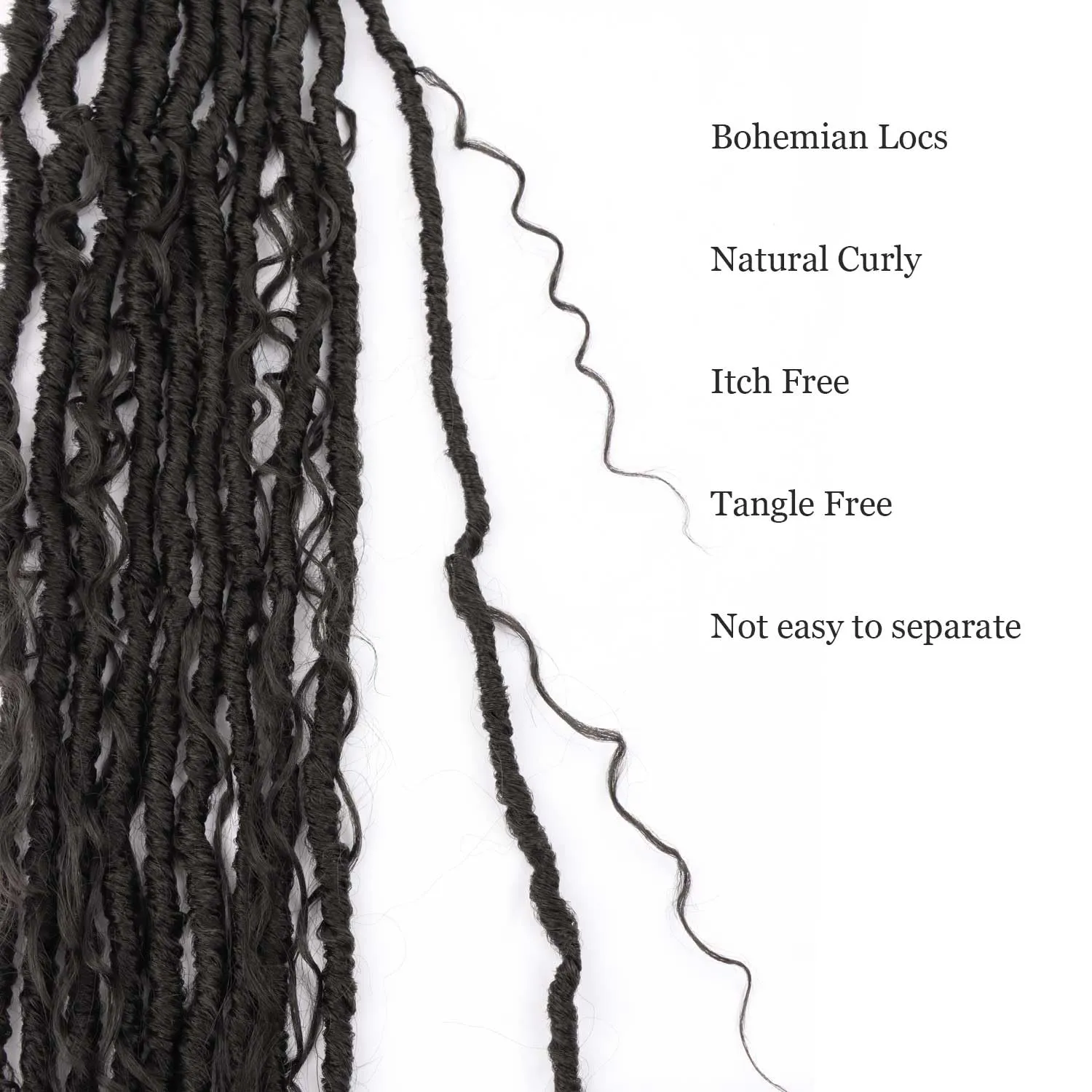 8 Packs Bohemian Faux Locs Crochet Hair 24 Inch Goddess Locs Crochet Braids Boho Crochet Soft Locs with Curly Crochet Hair for Black Women (2#, 24 Inch(Pack of 8))