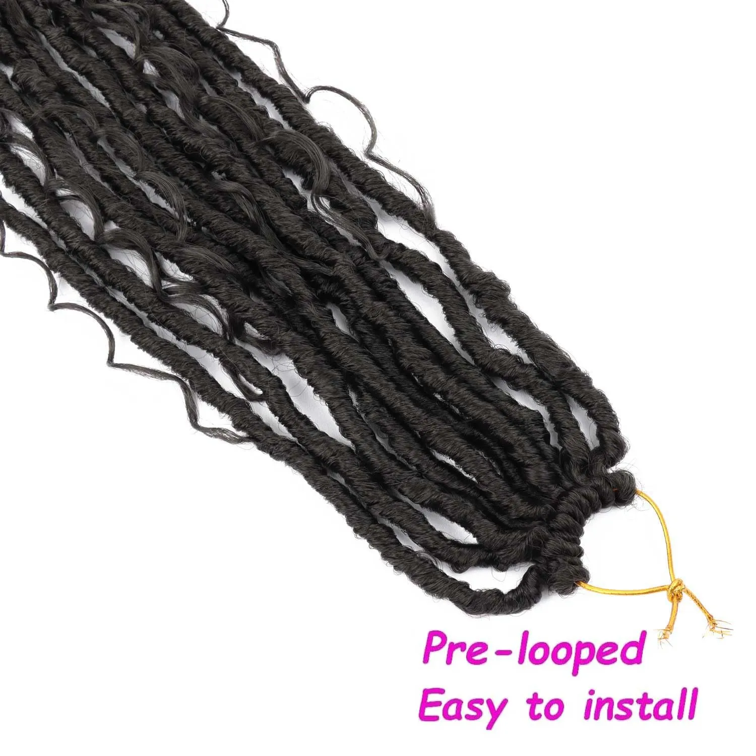 8 Packs Bohemian Faux Locs Crochet Hair 24 Inch Goddess Locs Crochet Braids Boho Crochet Soft Locs with Curly Crochet Hair for Black Women (2#, 24 Inch(Pack of 8))