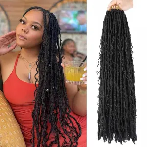 8 Packs Bohemian Faux Locs Crochet Hair 24 Inch Goddess Locs Crochet Braids Boho Crochet Soft Locs with Curly Crochet Hair for Black Women (2#, 24 Inch(Pack of 8))