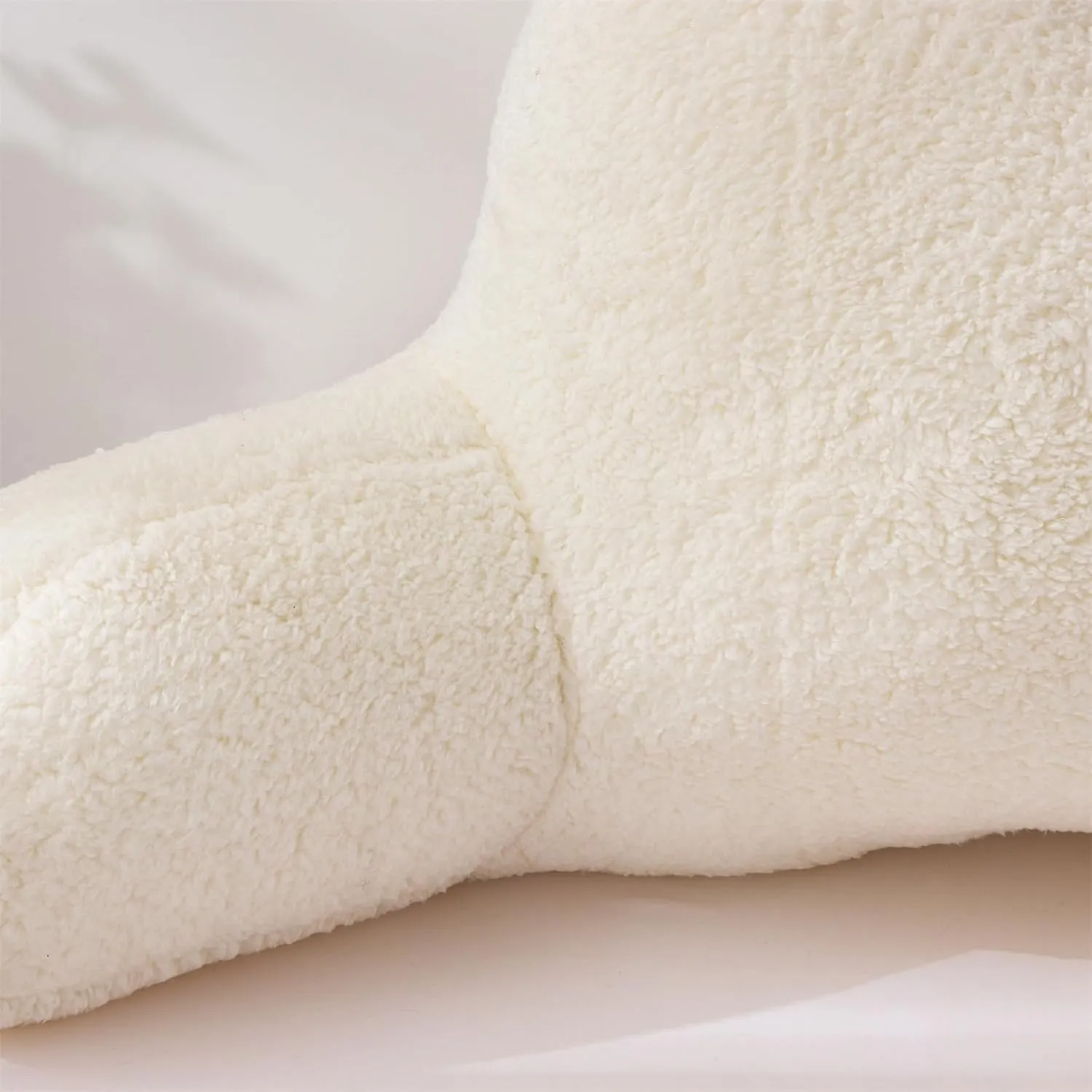 A Nice Night Sherpa Fleece Flannel Reading Pillow Bed Wedge Adult Backrest with Arms Back Support for Sitting Up in Bed/Couch,White,Large