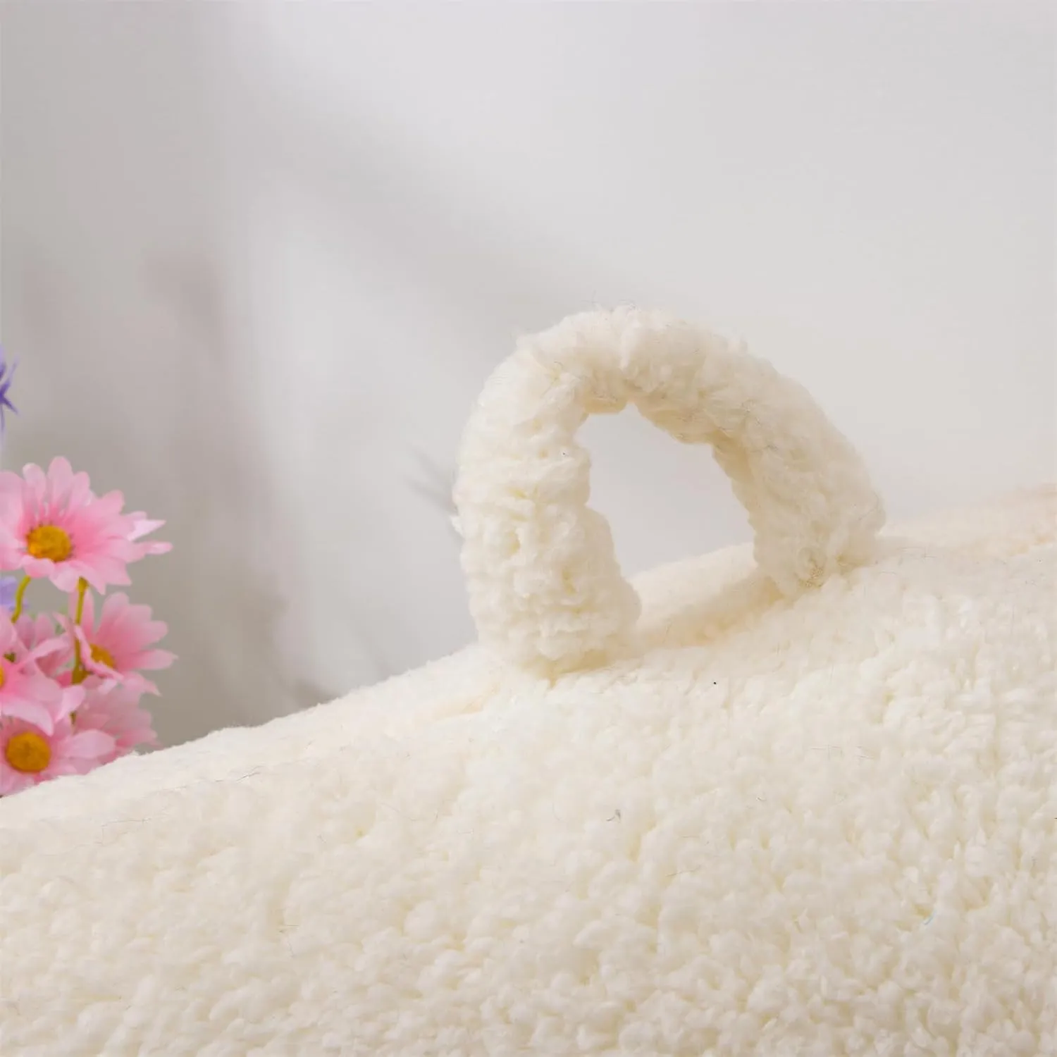A Nice Night Sherpa Fleece Flannel Reading Pillow Bed Wedge Adult Backrest with Arms Back Support for Sitting Up in Bed/Couch,White,Large