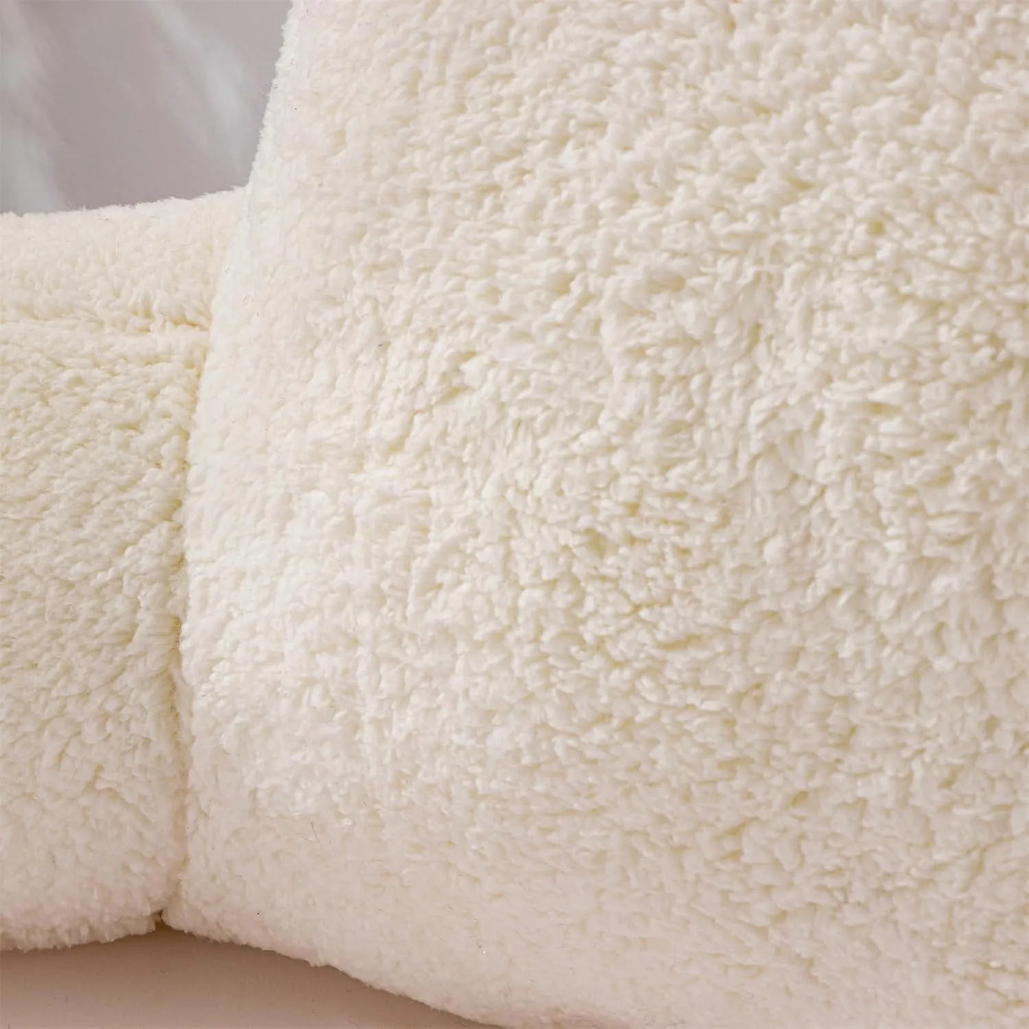 A Nice Night Sherpa Fleece Flannel Reading Pillow Bed Wedge Adult Backrest with Arms Back Support for Sitting Up in Bed/Couch,White,Large