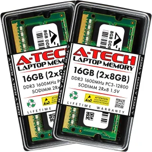 A-Tech 16GB Kit (2x8GB) Memory RAM for HP/Compaq Elitebook 840 G1 - DDR3 1600MHz PC3-12800 Non ECC SO-DIMM 2Rx8 1.5V - Laptop & Notebook
