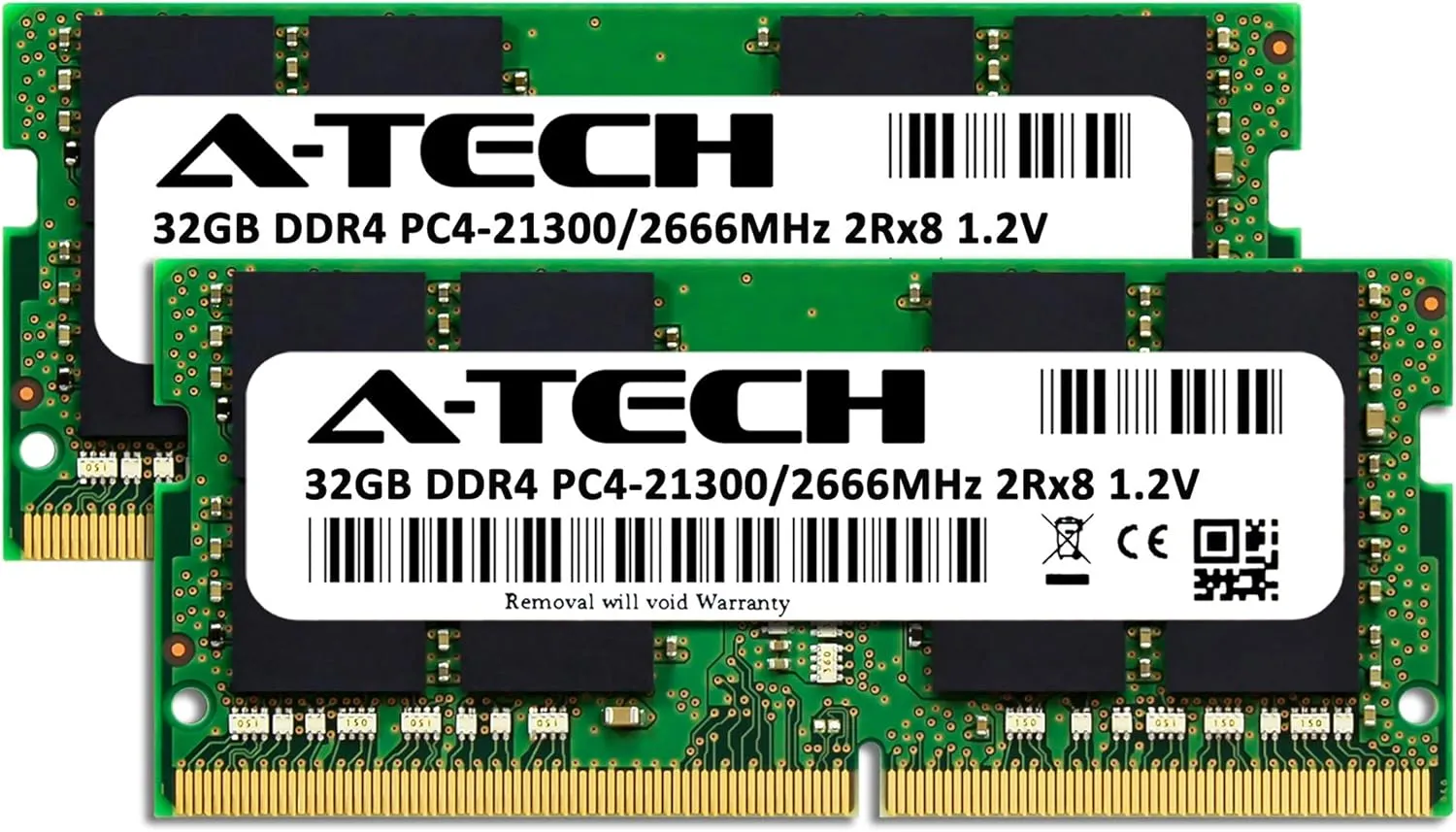 A-Tech 64GB (2x32GB) DDR4 2666MHz PC4-21300 (PC4-2666V) CL19 SODIMM 2Rx8 1.2V 260-Pin Non-ECC SO-DIMM Laptop Notebook RAM Memory Modules