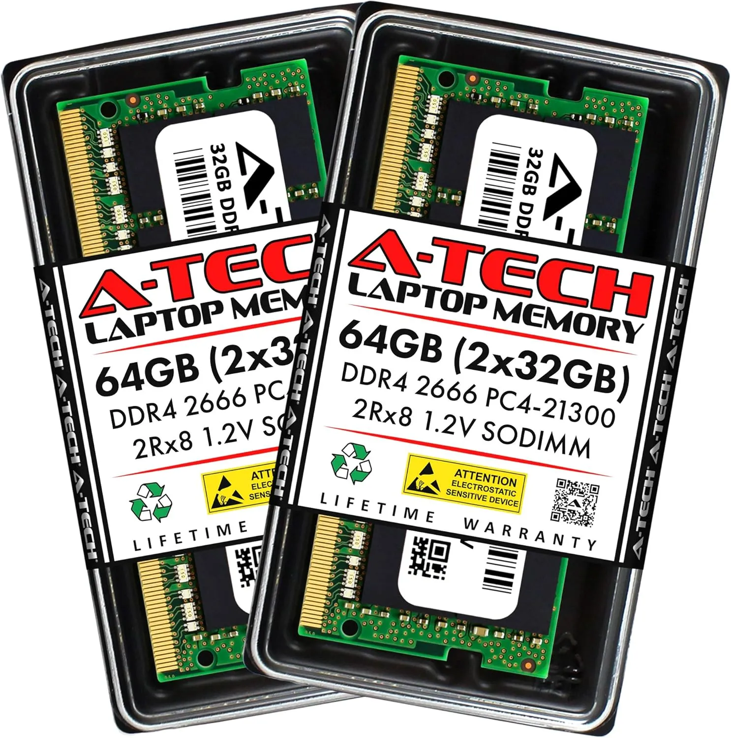 A-Tech 64GB (2x32GB) DDR4 2666MHz PC4-21300 (PC4-2666V) CL19 SODIMM 2Rx8 1.2V 260-Pin Non-ECC SO-DIMM Laptop Notebook RAM Memory Modules