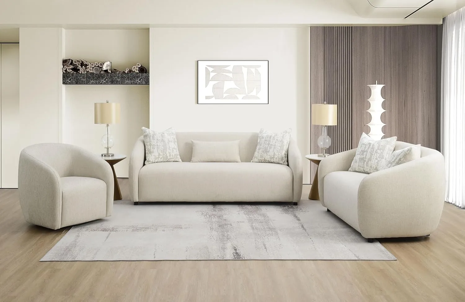 Acme Etienne Loveseat with 3 Pillows in Beige
