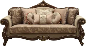 Acme Mehadi Velvet Upholstered Sofa with 8 Pillows in Walnut