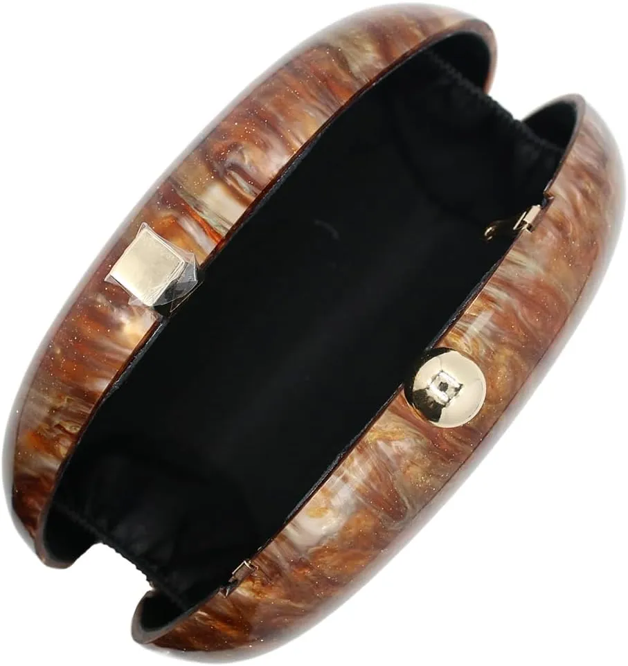 Acrylic Evening Clutch Bag for Women Shell Shape Shoulder Crossbody Bag Glitter Marble Purse Handbag